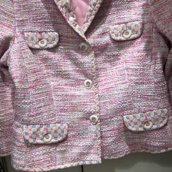 Vintage Sigrid Olsen classic pink tweed trimmed in polkadots!! - Picture 6 of 8